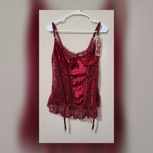 Lingerie Set Crushed Red Velvet Bustier & Panties